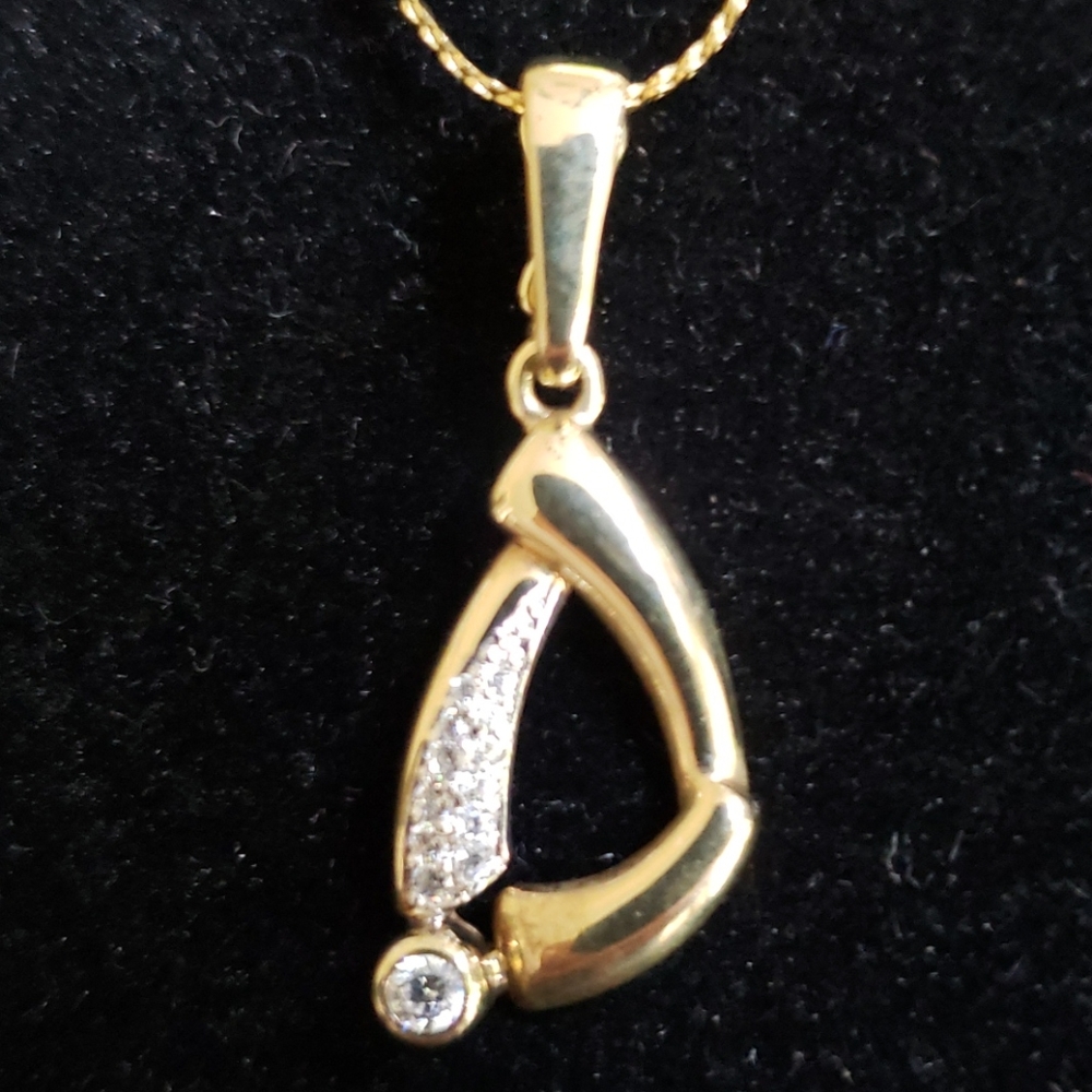 VTG 333er gold pendant/w. diamonds on 333er chain - Picture 2 of 9